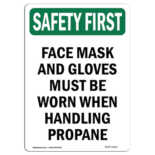 OSHA Sign, Face Mask And Gloves Must Worn, 14in X 10in Aluminum, 10" W, 14" H, Portrait